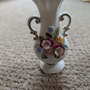 Floral White Ceramic Vase